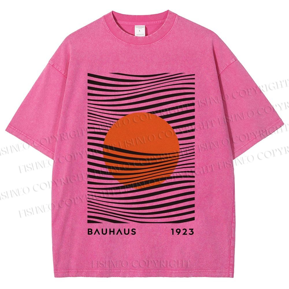 Unisex Geometric Waves Printed Washed Tee