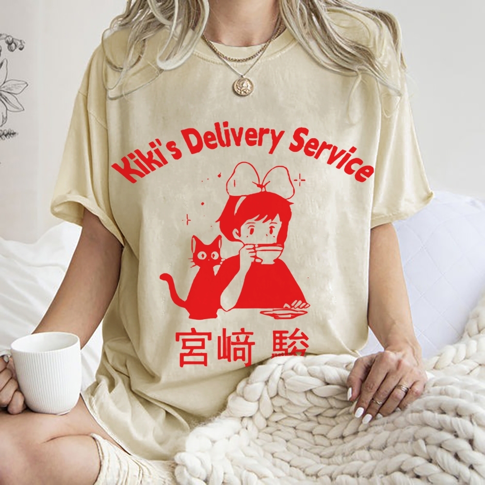 Ghibli Kiki's Delivery Service Totoro Anime Vintage Wash Japanese Design T-Shirt