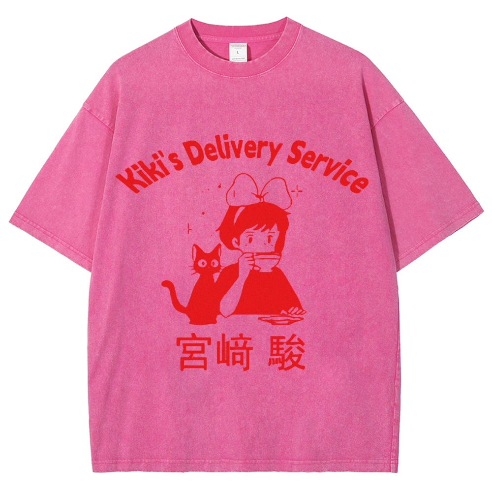 Ghibli Kiki's Delivery Service Totoro Anime Vintage Wash Japanese Design T-Shirt