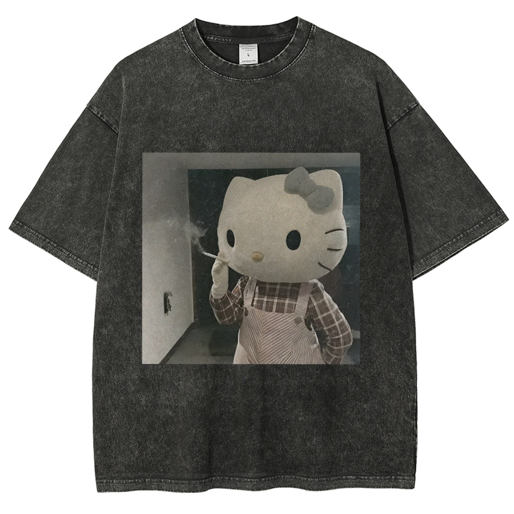 Smoking Kitty Washed T-Shirt