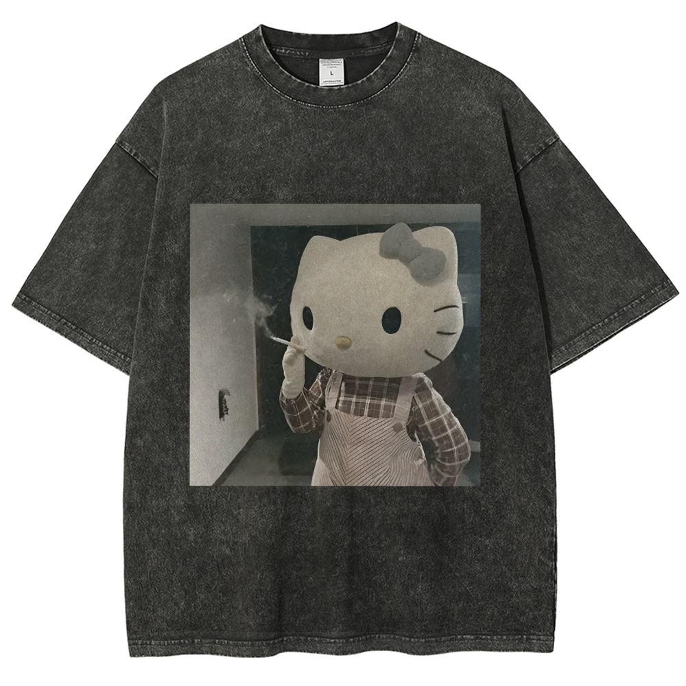 Smoking Kitty Washed T-Shirt