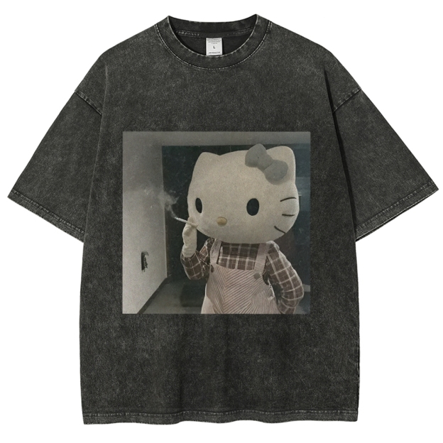 Smoking Kitty Washed T-Shirt