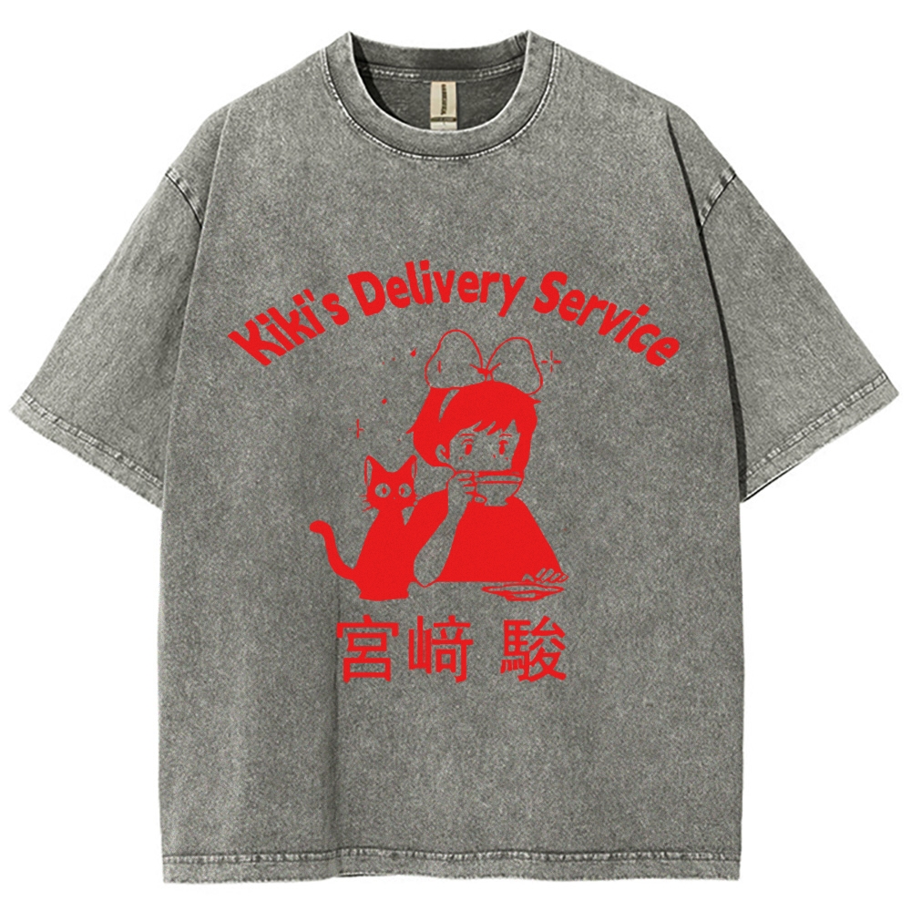 Ghibli Kiki's Delivery Service Totoro Anime Vintage Wash Japanese Design T-Shirt
