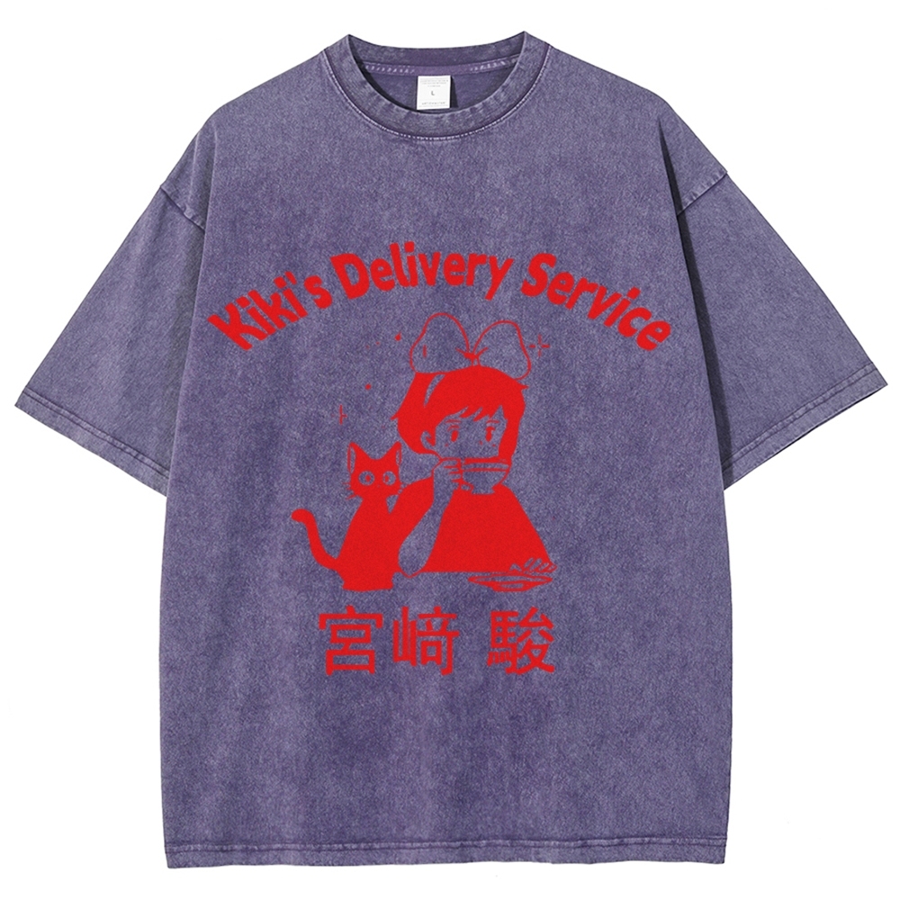 Ghibli Kiki's Delivery Service Totoro Anime Vintage Wash Japanese Design T-Shirt