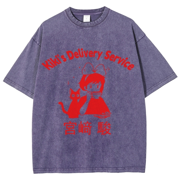 Ghibli Kiki's Delivery Service Totoro Anime Vintage Wash Japanese Design T-Shirt