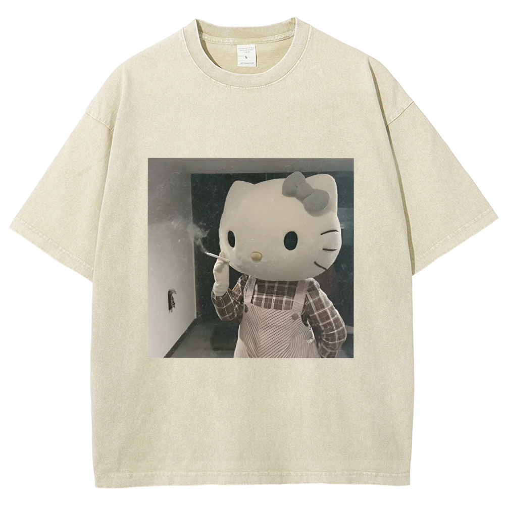 Smoking Kitty Washed T-Shirt