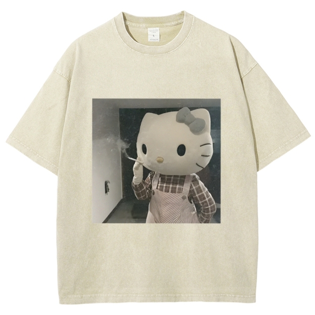 Smoking Kitty Washed T-Shirt