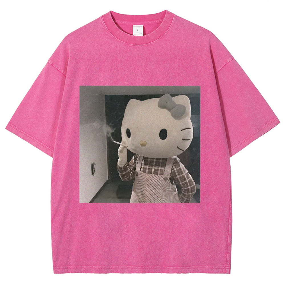 Smoking Kitty Washed T-Shirt