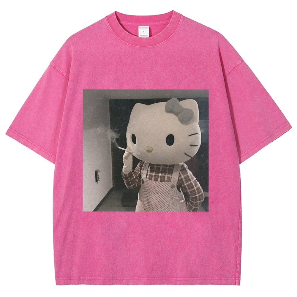 Smoking Kitty Washed T-Shirt