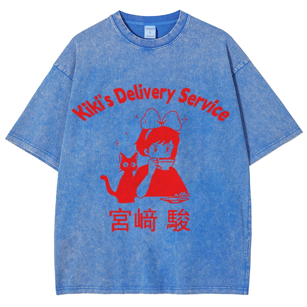 Ghibli Kiki's Delivery Service Totoro Anime Vintage Wash Japanese Design T-Shirt