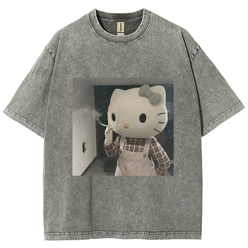 Smoking Kitty Washed T-Shirt