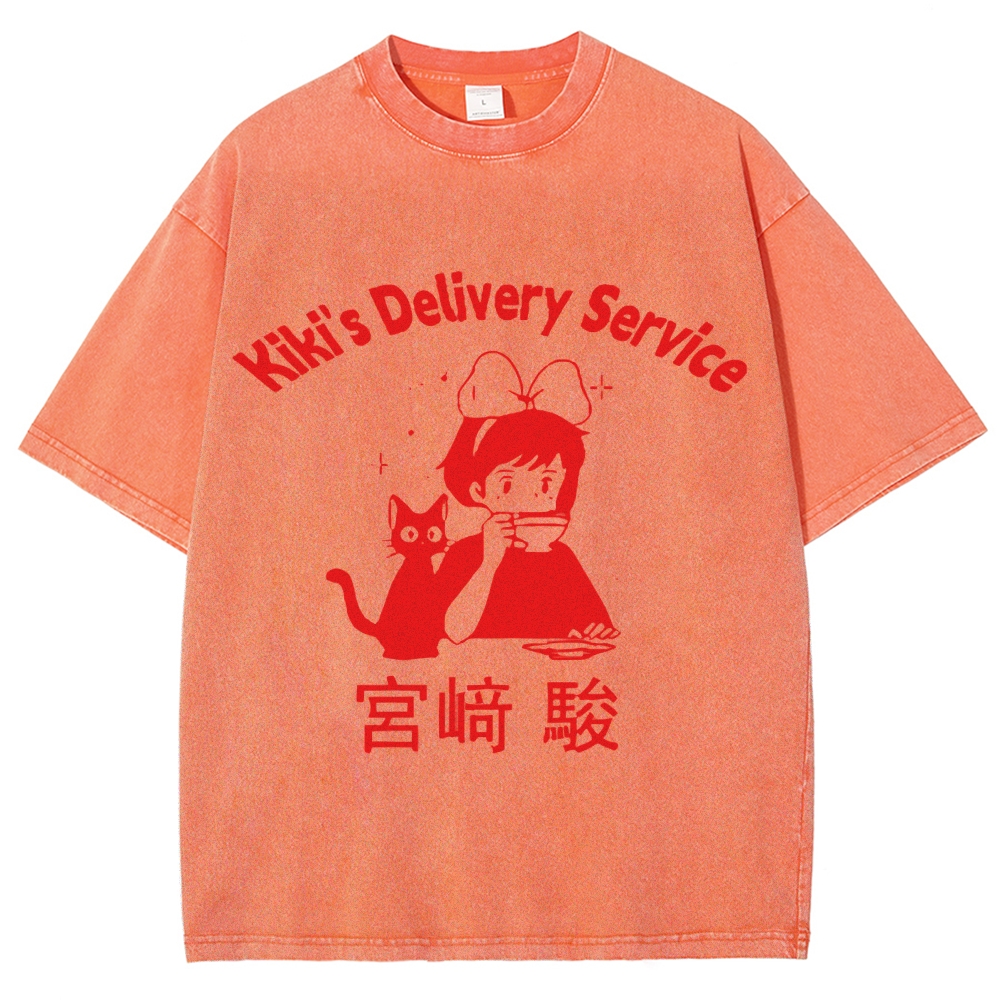 Ghibli Kiki's Delivery Service Totoro Anime Vintage Wash Japanese Design T-Shirt