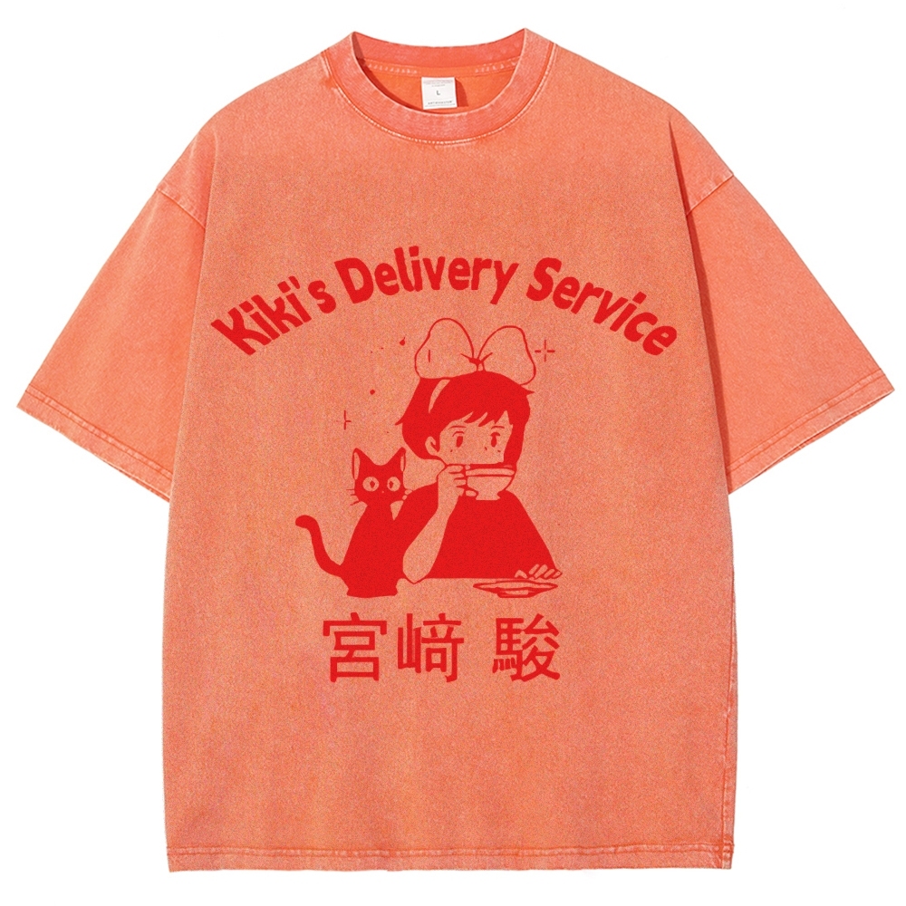 Ghibli Kiki's Delivery Service Totoro Anime Vintage Wash Japanese Design T-Shirt
