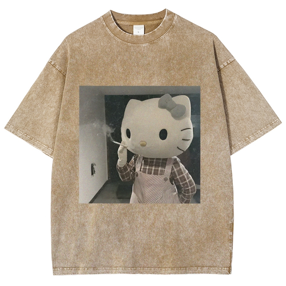 Smoking Kitty Washed T-Shirt