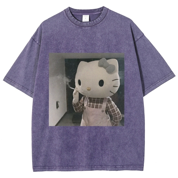Smoking Kitty Washed T-Shirt