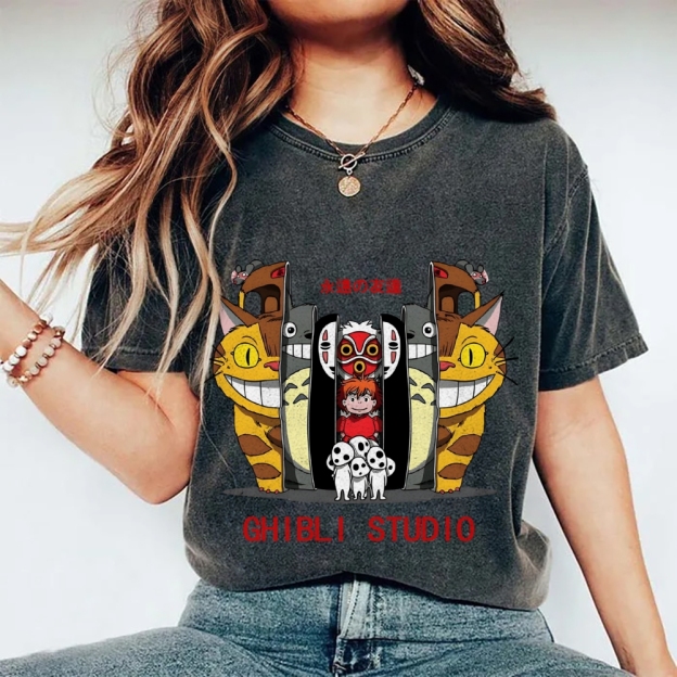 Ghibli Totoro Anime Vintage Wash Japanese Design T-Shirt
