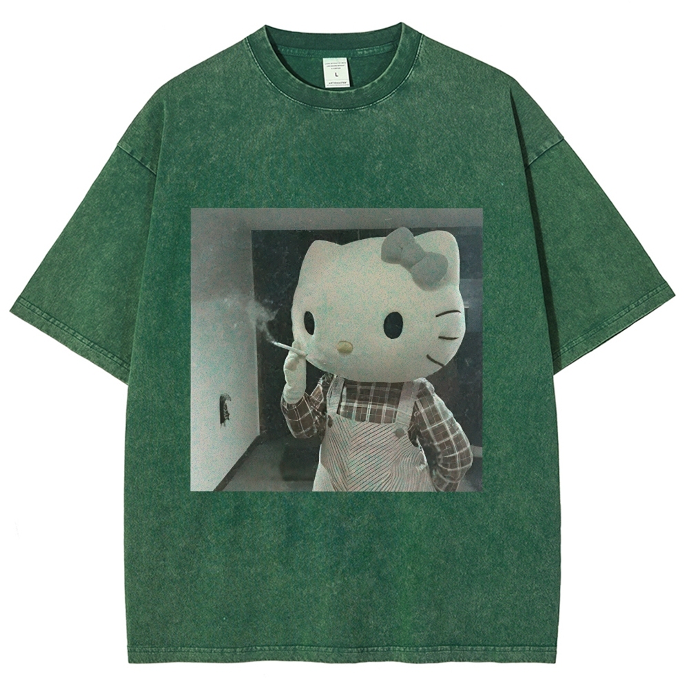 Smoking Kitty Washed T-Shirt