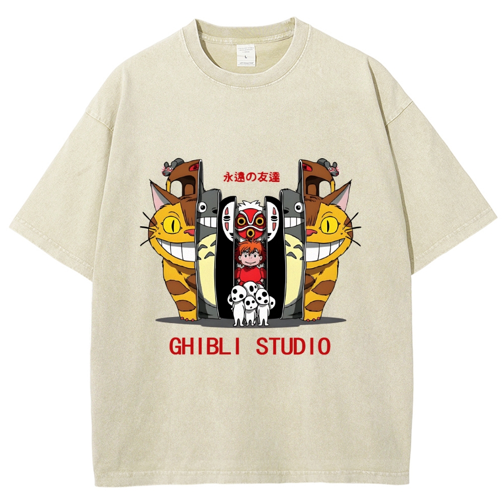 Ghibli Totoro Anime Vintage Wash Japanese Design T-Shirt