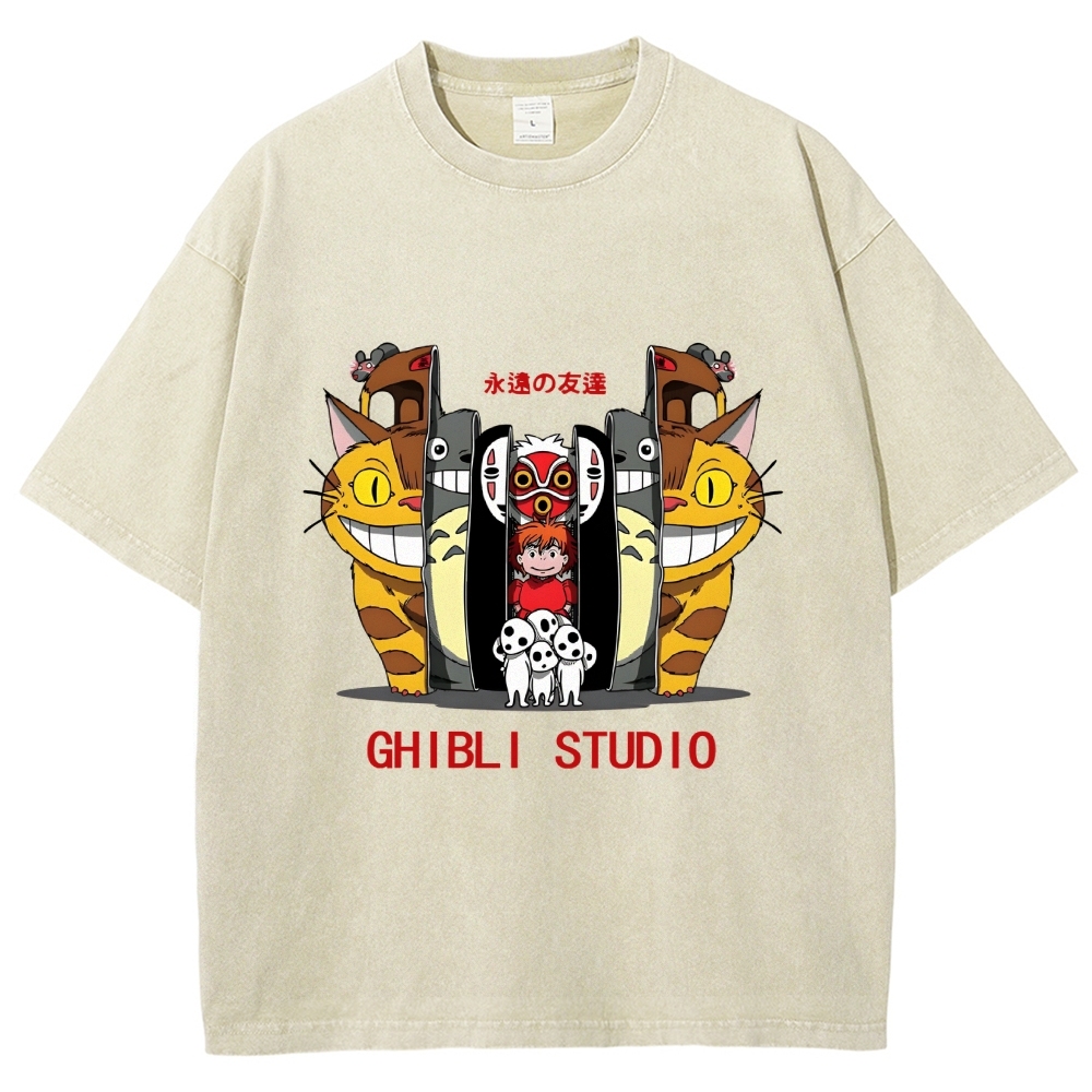 Ghibli Totoro Anime Vintage Wash Japanese Design T-Shirt