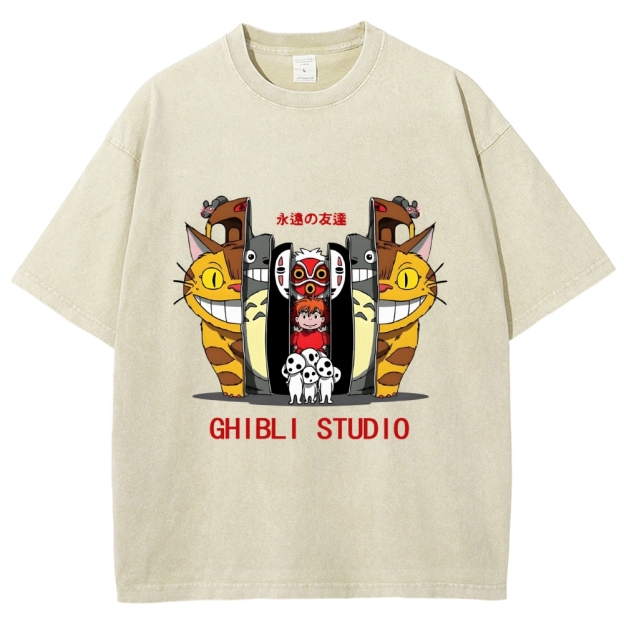 Ghibli Totoro Anime Vintage Wash Japanese Design T-Shirt