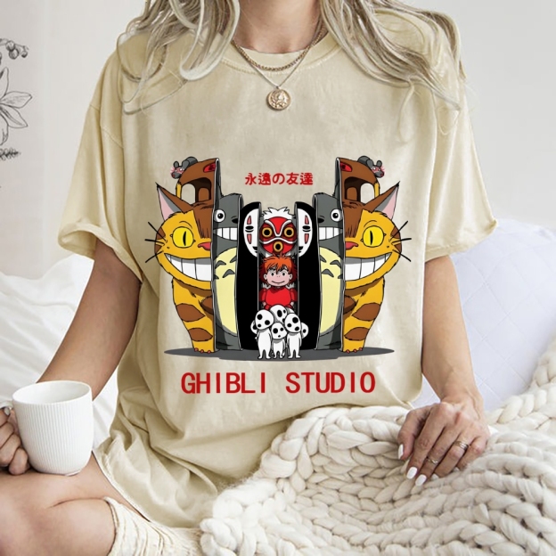 Ghibli Totoro Anime Vintage Wash Japanese Design T-Shirt