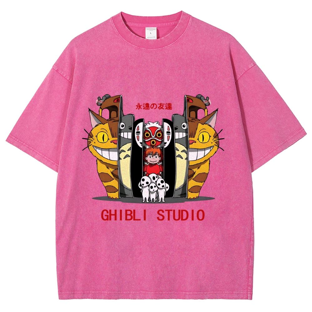 Ghibli Totoro Anime Vintage Wash Japanese Design T-Shirt