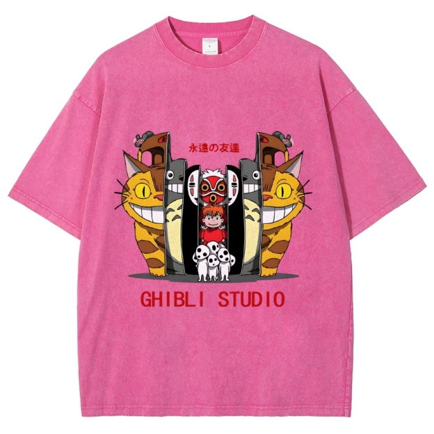 Ghibli Totoro Anime Vintage Wash Japanese Design T-Shirt