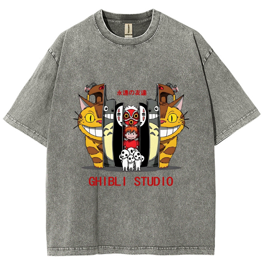 Ghibli Totoro Anime Vintage Wash Japanese Design T-Shirt