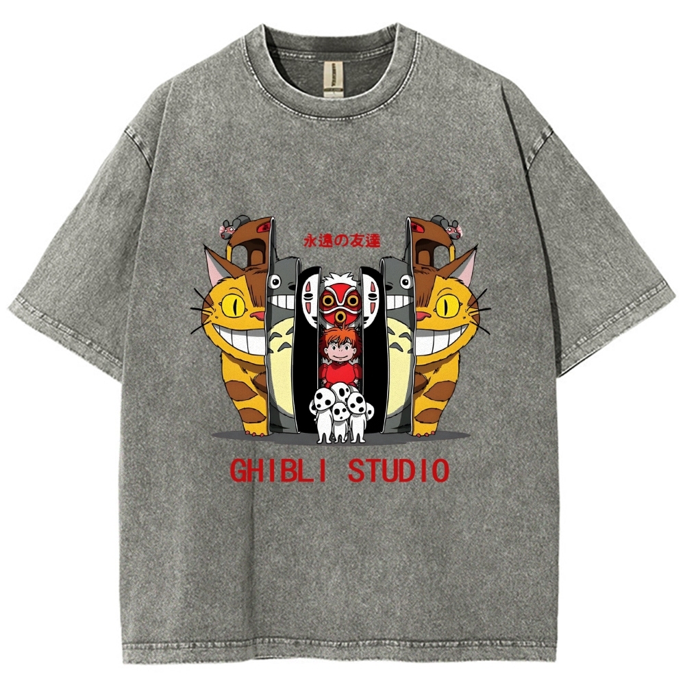 Ghibli Totoro Anime Vintage Wash Japanese Design T-Shirt