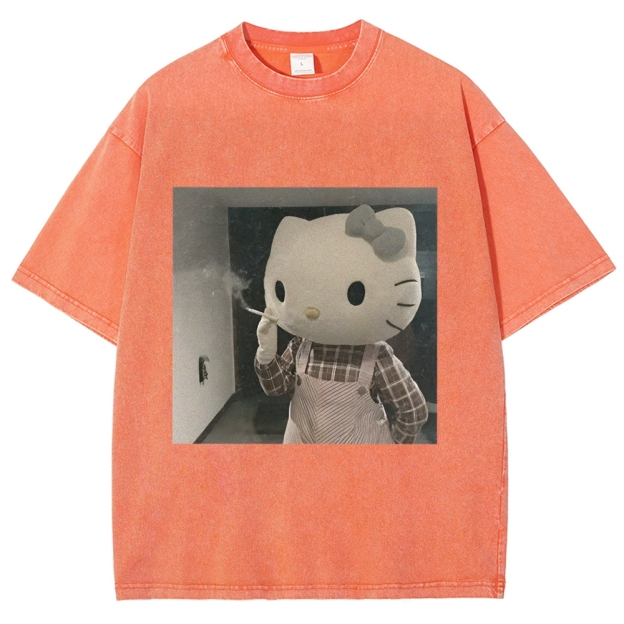 Smoking Kitty Washed T-Shirt