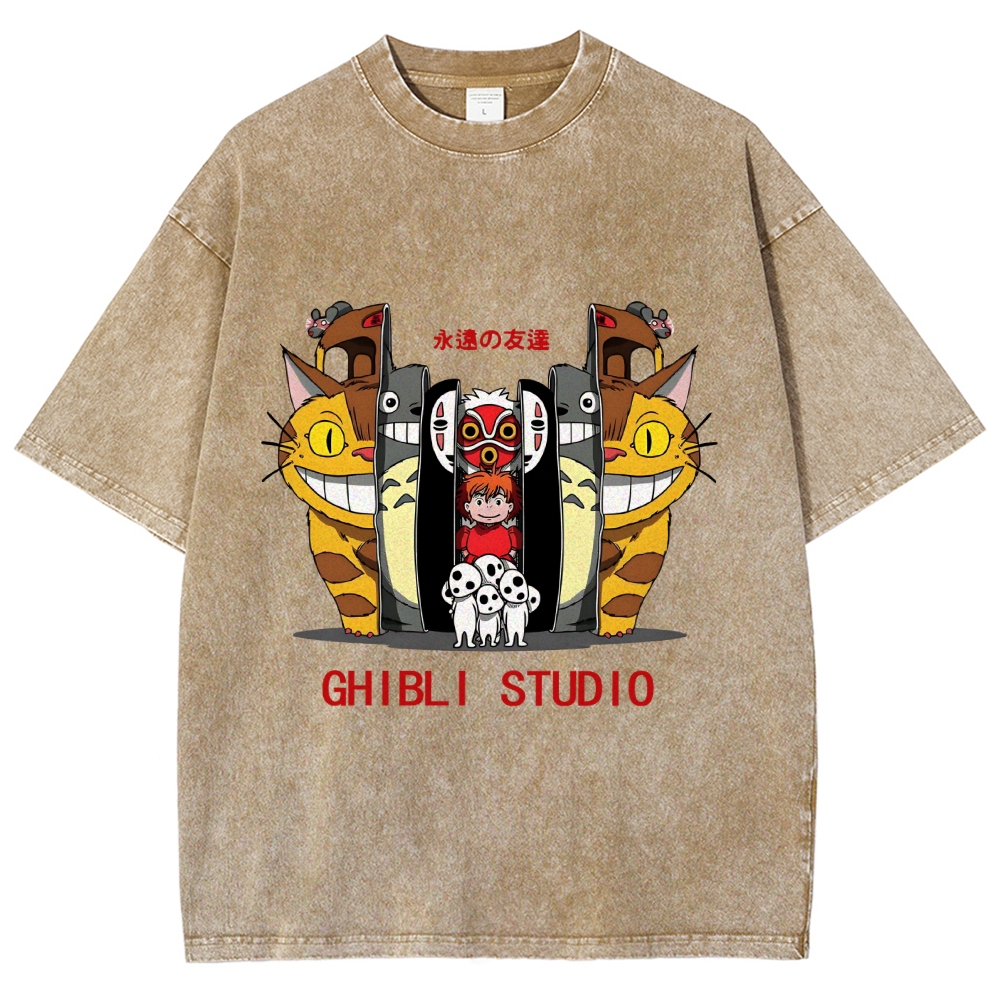 Ghibli Totoro Anime Vintage Wash Japanese Design T-Shirt