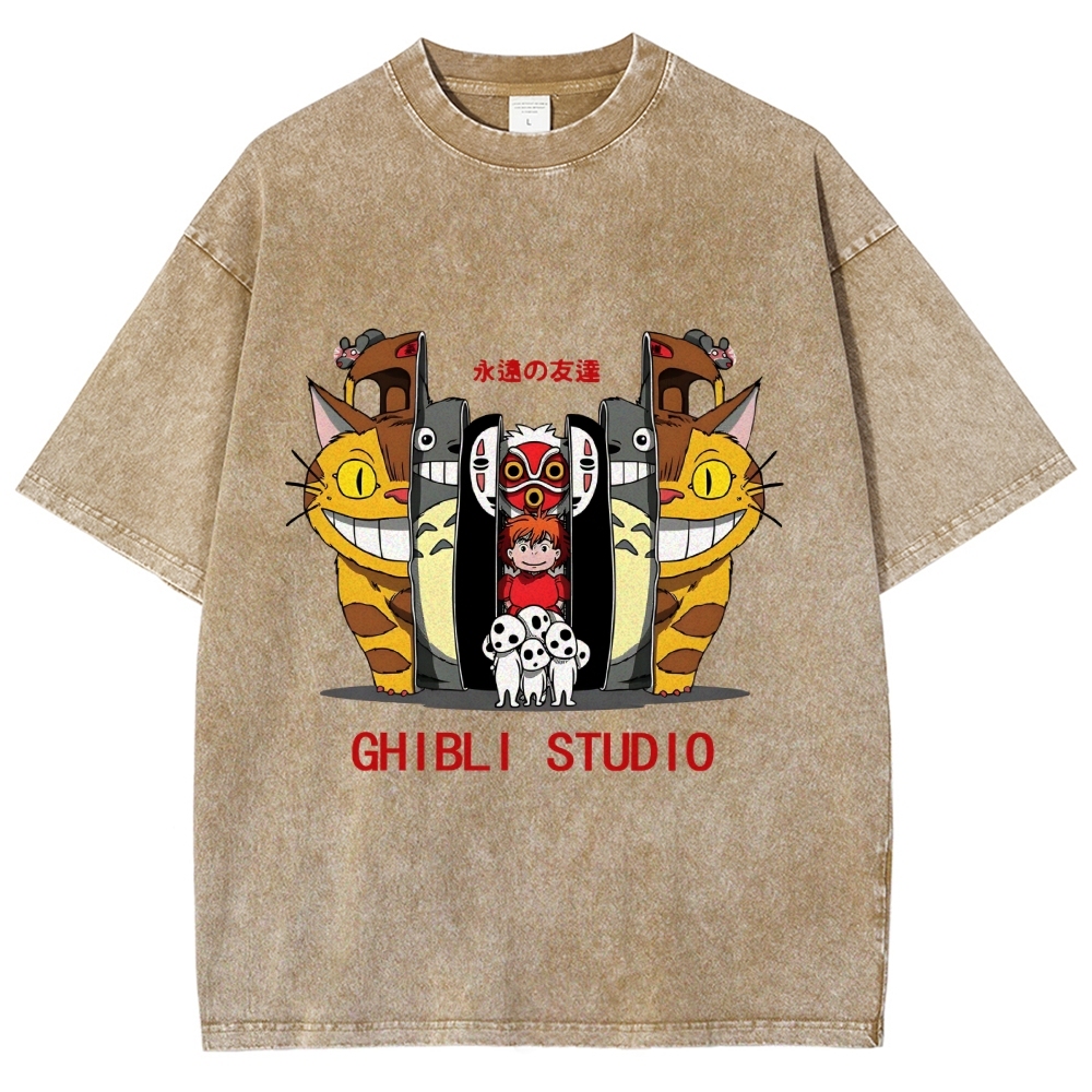 Ghibli Totoro Anime Vintage Wash Japanese Design T-Shirt