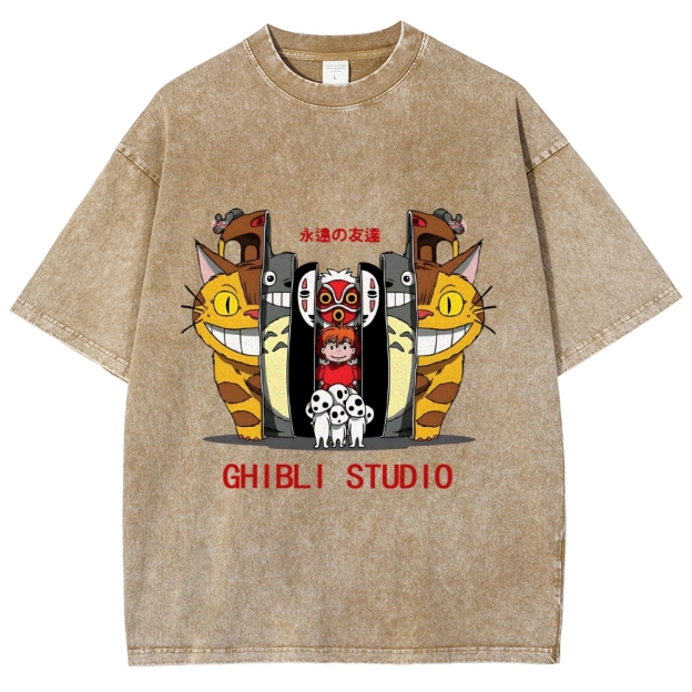 Ghibli Totoro Anime Vintage Wash Japanese Design T-Shirt