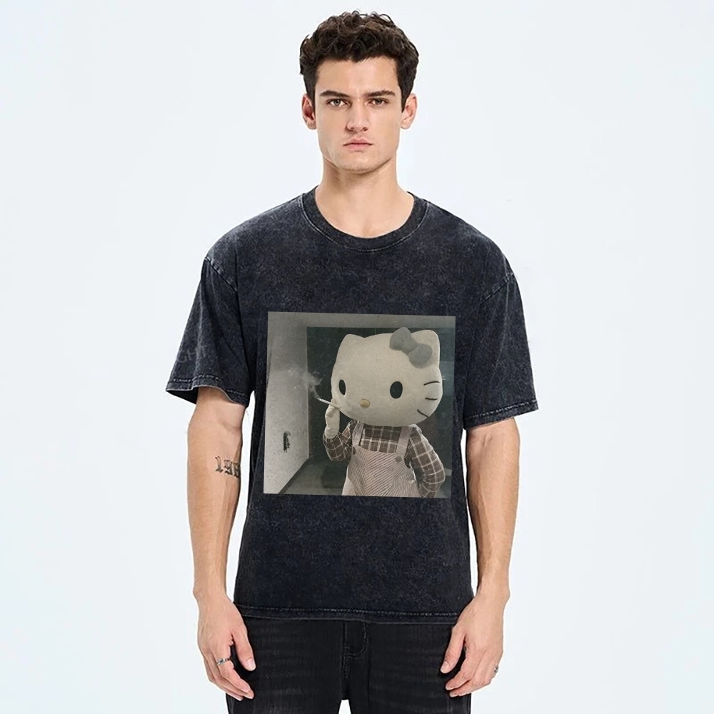 Smoking Kitty Washed T-Shirt