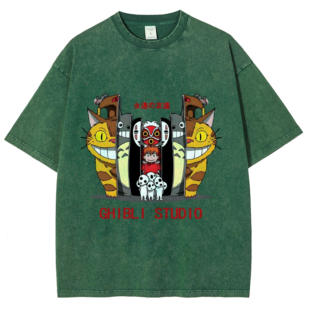 Ghibli Totoro Anime Vintage Wash Japanese Design T-Shirt