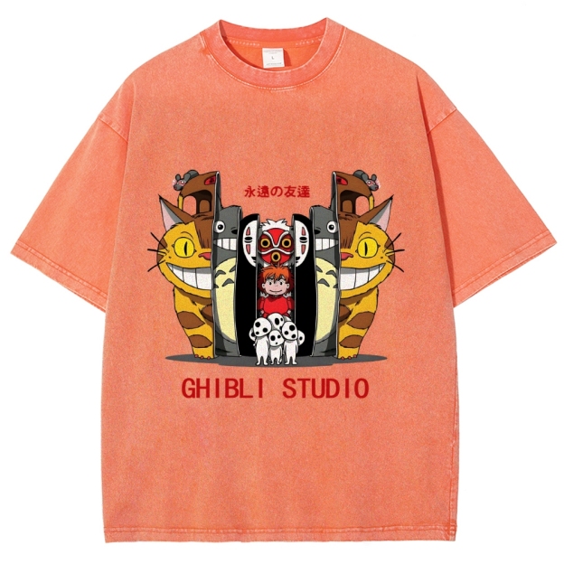 Ghibli Totoro Anime Vintage Wash Japanese Design T-Shirt