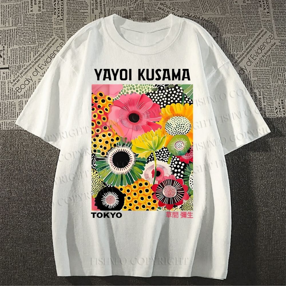 Unisex Flowers Yayoi Kusama Classic Cotton T-shirt