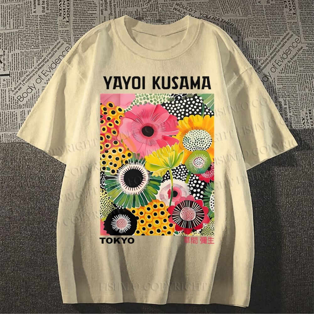 Unisex Flowers Yayoi Kusama Classic Cotton T-shirt