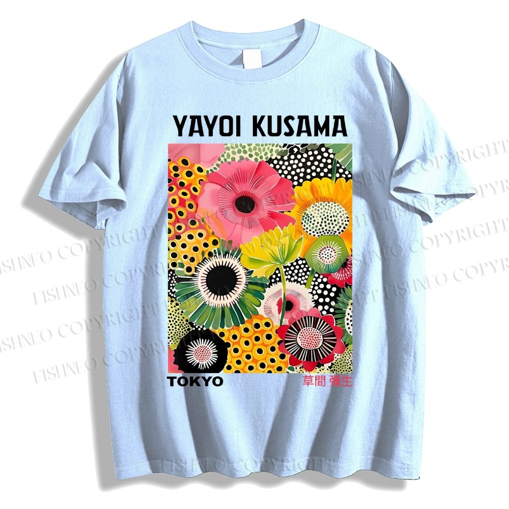 Unisex Flowers Yayoi Kusama Classic Cotton T-shirt