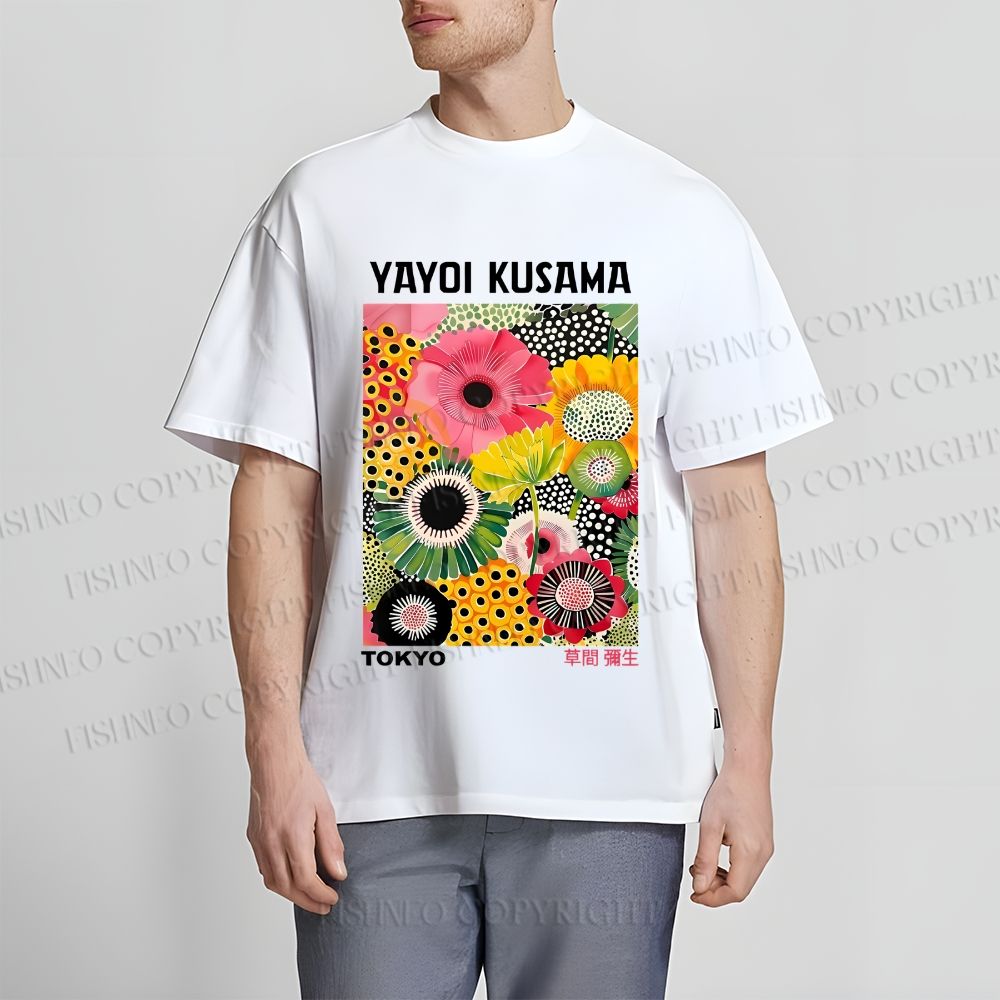 Unisex Flowers Yayoi Kusama Classic Cotton T-shirt