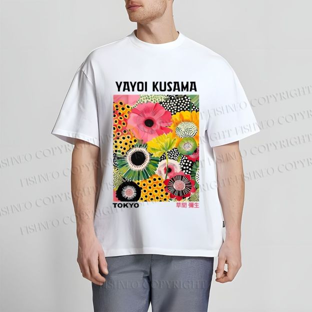 Unisex Flowers Yayoi Kusama Classic Cotton T-shirt