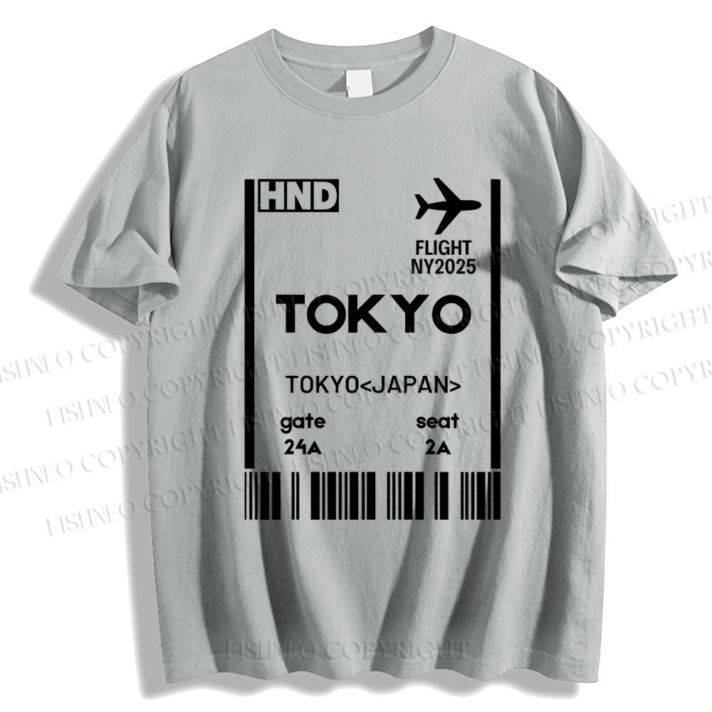 Unisex Tokyo Boarding Card Vintage Classic Cotton T-shirt