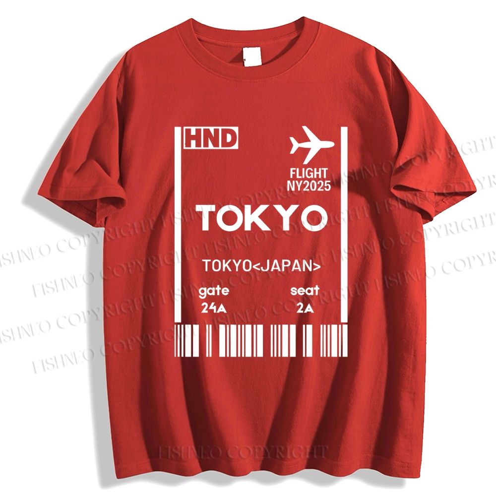 Unisex Tokyo Boarding Card Vintage Classic Cotton T-shirt