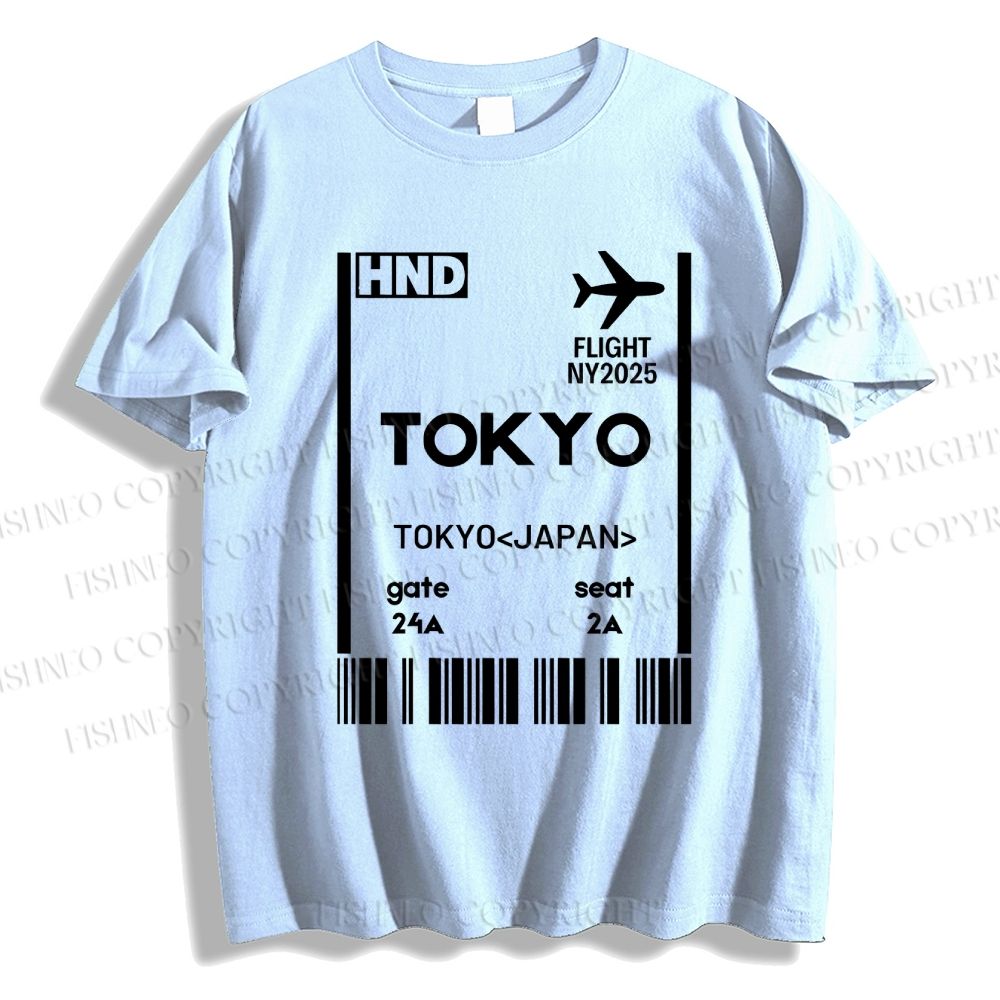 Unisex Tokyo Boarding Card Vintage Classic Cotton T-shirt