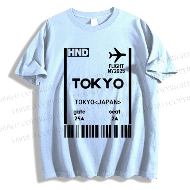 Unisex Tokyo Boarding Card Vintage Classic Cotton T-shirt