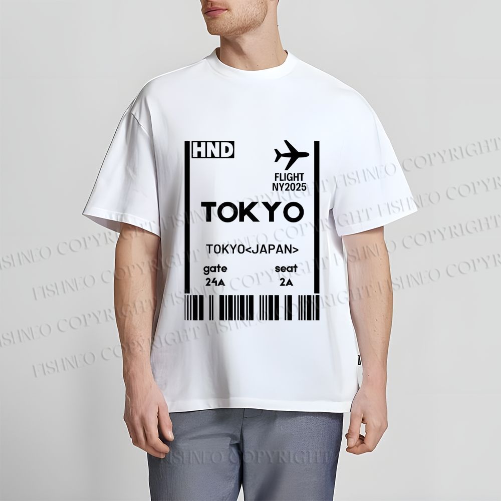 Unisex Tokyo Boarding Card Vintage Classic Cotton T-shirt