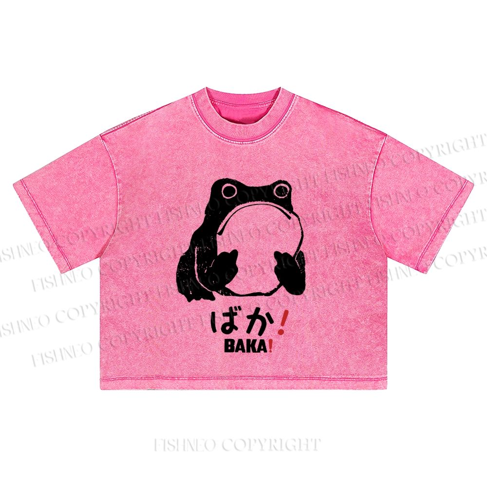 Stupid Frog Vintage Washed Cropped T-Shirt