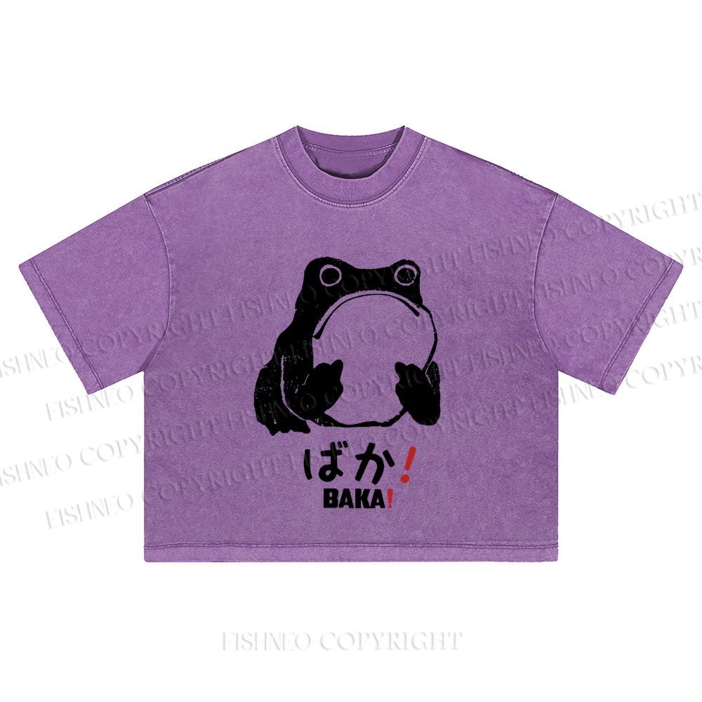 Stupid Frog Vintage Washed Cropped T-Shirt