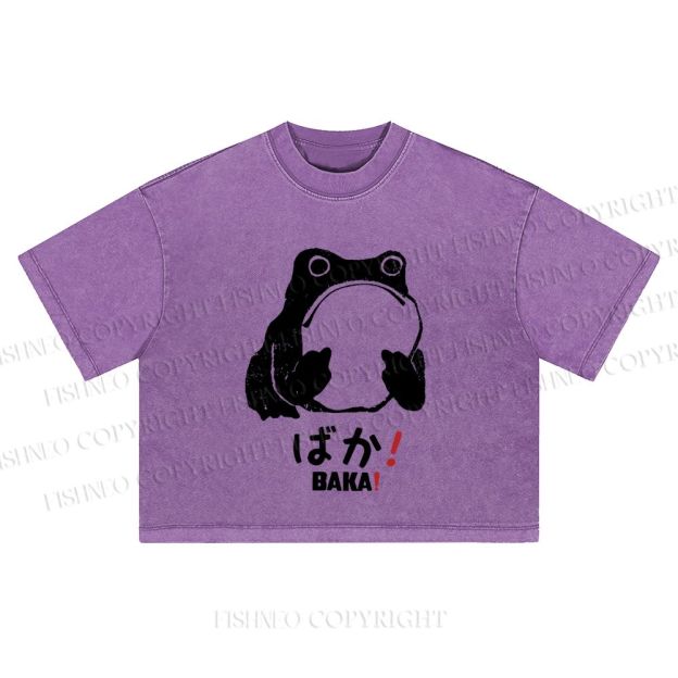 Stupid Frog Vintage Washed Cropped T-Shirt