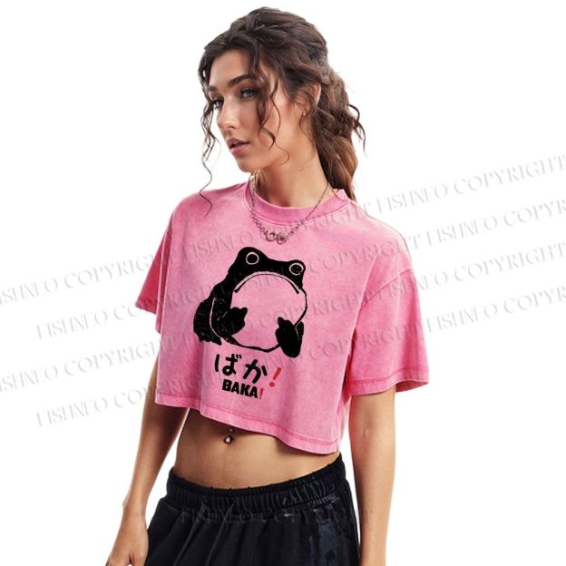 Stupid Frog Vintage Washed Cropped T-Shirt